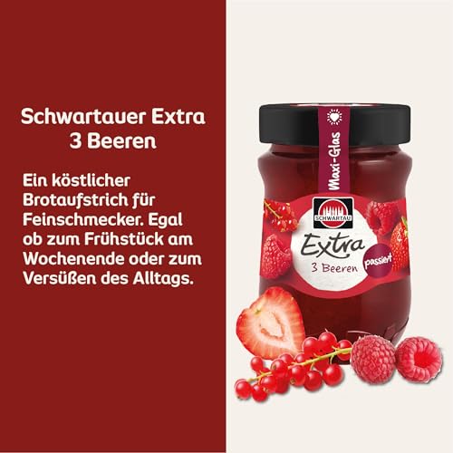 Schwartau Extra 3 Beeren passiert, Konfitüre, Familiengröße, 600g Maxi