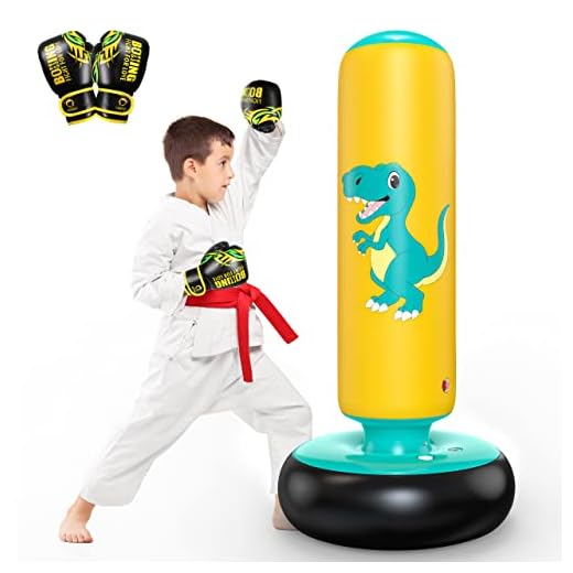QPAU Inflatable Punching Bag, 48 Inch Stable Inflatable Boxing Bag for 3-6 Kids,Dinosaur Toy & Gifts for Boys and Girls, Kids Boxing Set for Practicing Karate, Taekwondo, MMA,Cyan