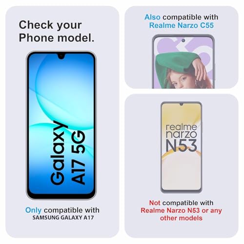 Image of Tempered Glass Screen Protector Compatible for Samsung Galaxy A17 5G / Samsung Galaxy M36 5G / Samsung Galaxy M17 5G with Edge to Edge Coverage and Easy Installation Kit