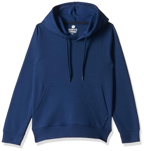 Image of Solid Cotton Fleece Girls Hooded Neck Sweatshirt with Kangaroo Pocket