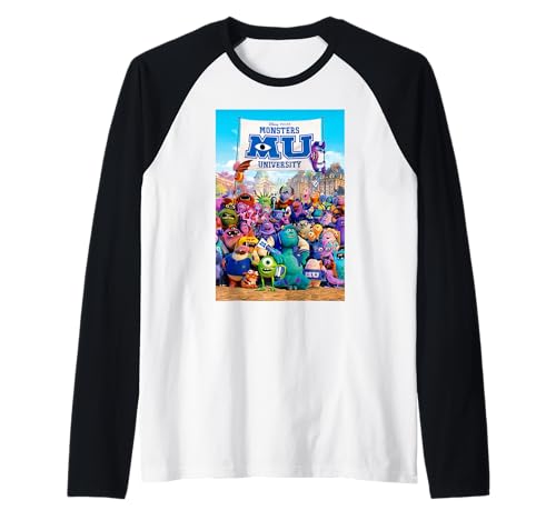 Monsters University Poster Raglan tee-shirt de baseball bicolore respirant