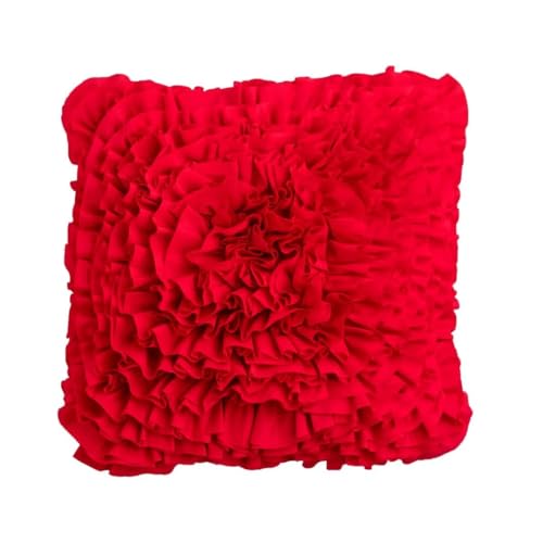 YIGIRL Decorative 3D Flower Throw Pillow Handmade 3D Ruffled Flower