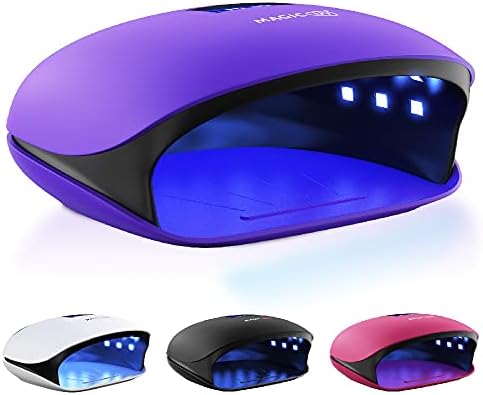 Professional UV LED Nail Lamp 48W - Salon/Home Use Dryer for Nail Polish - 4 Timer Modes - Manicure and Pedicure Compatible Gel Nail Polish Curing Lamp - LCD Display | 5 Finger Clips - Purple