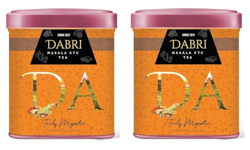 Image of Dabri Masala Chai Patti Powder 160gm Tea Combo|Pack of 2 x 80g Each Tin Box|Premium Chai with Natural Spices|Natural & Aromatic Blend|Masala Kadak Chai Patti|Boosts Immunity & Increases Energy Levels
