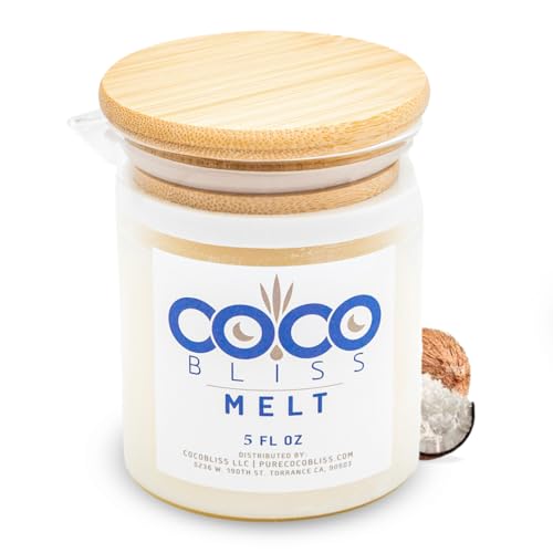 Coco Bliss Melt – Massage Candle Natural Coconut Moisturizing Body Oil Candle for Women & Men | Body Essential Oil Candle with Vanilla Scent, Vitamin E, Almond Oil & Cocoa Butter – 5oz