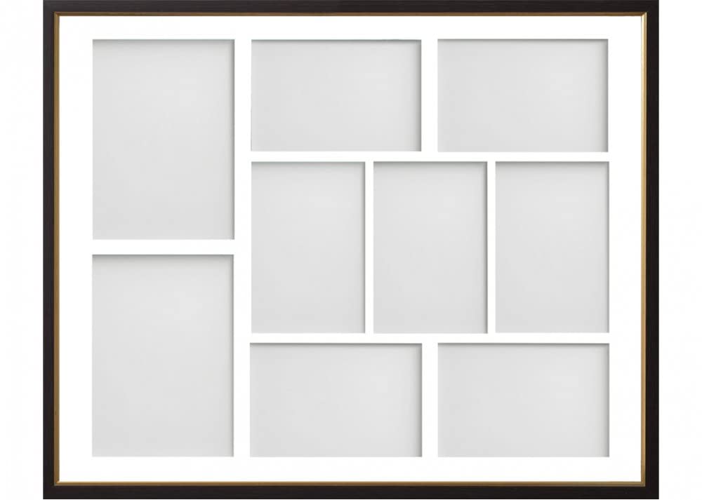 Frame Company Drayton Multi Aperture Photo Frame, Black with Gold Inset, 20x16 for 6x4 inch (x7) 7x5 inch (x2)