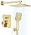 Gabrylly Shower System Gold, Wall Mounted Shower Faucet Set for Bathroom with High Pressure 10" Rain Shower head and 3-Setting Handheld Shower Head Set, 2 Way Shower Valve Kit, Brushed Gold