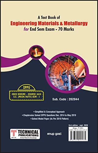 Engineering Materials  Metallurgy for SPPU 19 Course (SE - I - Mech./Auto. - 202044) for END SEM EXAM – 2020 Edition (English Edition)