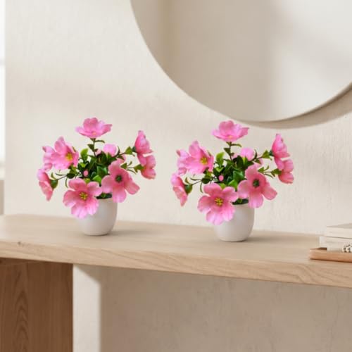 Image of fancymart Artificial Real Touch Flower Plant with Pot (Pack of 2), 16 cm Height, Decorative Faux Floral Plant for Home, Office, Living Room, Bedroom, Table & Shelf Decor