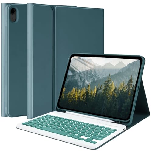 MMK for iPad 11th 10th Generation Case with Keyboard (2022, 10.9"), Wireless Detachable Keyboard, Pencil Holder for iPad 11 inch (A16 2025), 10th Gen (10.9 Inch 2022) Green by MMK - Used condition - US$18.44