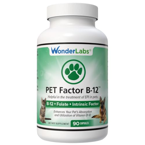Wonder Laboratories Pet Factor B-12 | Vitamin B-12 in Methylcobalamin Form | Popular in Treatment of EPI in Dogs 180 Capsules
