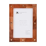 Handicrafts Home Wooden Picture Frame 4 by 6 Vintage Photo Frame Rustic with Star Inlay for Tabletop & Wall Mount, Wooden Frame for Desk Decor, Office & Living Room, Wall, Shelf, Gift Christmas