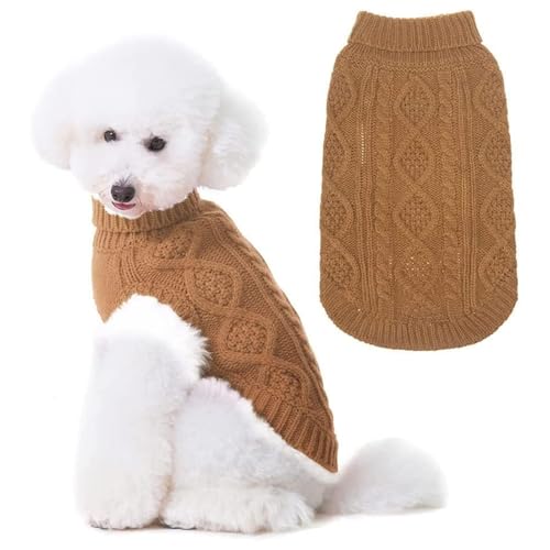 Image of BINGPET Dog Sweater for Small Medium Dogs, Turtleneck Knitted Clothes