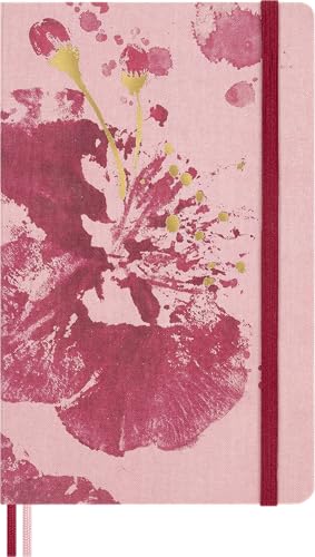 Moleskine Blank Notebook Sakura - Hard Fabric Cover with Elastic Closure, Includes Themed Greeting Cards, Stickers and Bookmark, Large Size 13 x 21 cm