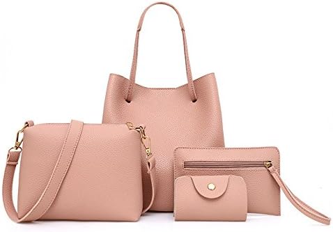 4Pcs Women Solid Color Pattern Leather Bag Card Package