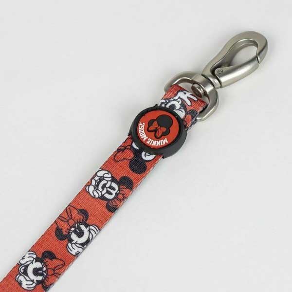 Minnie Mouse Premium Leash for Dogs - Pink and Black - Size M - Carabiner for Collar Included - Made of Polyester - 3D Details - Original Product Designed in Spain