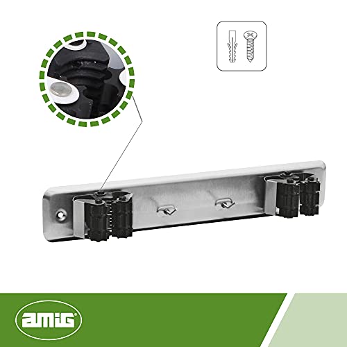 Amig - Mod.761 Stainless Steel Roller Hanger for 2 Brooms, Mops or Other Utensils, 280 x 50 x 45 mm - Image 2