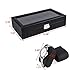 BASTUO Watch Box 12 Slots Watch Display Case Organizer for Men Watch Storage Case with Carbon Fiber Design, Jewelry Drawer Box with Glass Top and Lockable, Black