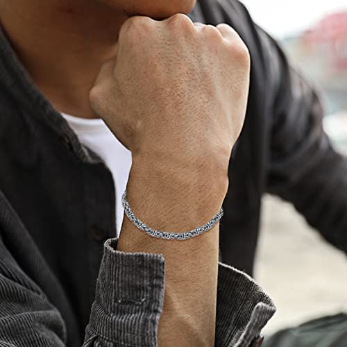 Solid 925 Sterling Silver 2.4MM/3.5MM Byzantine Chain Bracelet for Men Women,with Lobster Claw Clasp,Made in Italy 6.5/7/7.5/8 Inch 6