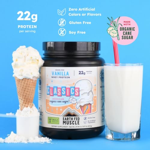 Image of Earth Fed Muscle Classics Vanilla Grass-Fed Whey Protein with Real Organic Sugar