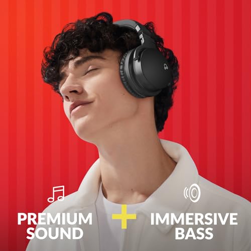 MOVSSOU E7 Active Noise Cancelling Headphones Bluetooth Headphones Wireless Headphones Over Ear with Microphone Deep Bass, Comfortable Protein Earpads, 30 Hours Playtime for Travel/Work, True Black - Image 4