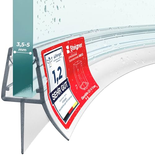 STEIGNER Guarnizione doccia curva UK13 40 cm (1 pz.) trasparente - Guarnizione box doccia verticale per doccia semicircolare o quarto di cerchio con porta 3,5-5 mm - Materiale flessibile,Impermeabile