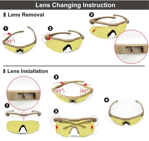 Image of HTS HUNTERSKY Ballistic Tactical Shooting Glasses ANSI Z87+ UV400 Protective Eyewear