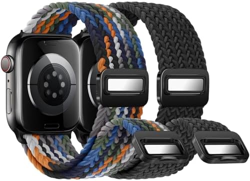 Braided Stretchy Magnetic Loop Band Compatible with Apple Watch Band 49mm 46mm 45mm 44mm 42mm 41mm 40mm 38mm for Women Men, Nylon Elastic Sport Straps for iWatch Series 10 9 8 7 6 5 4 3 2 1 SE Ultra