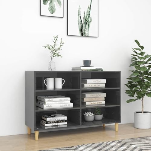 UJCHVHN Artículo-Aparador gris brillante de 103,5 x 35 x 70 cm, madera de ingeniería, armarios y almacenamiento, armarios de almacenamiento y taquillas