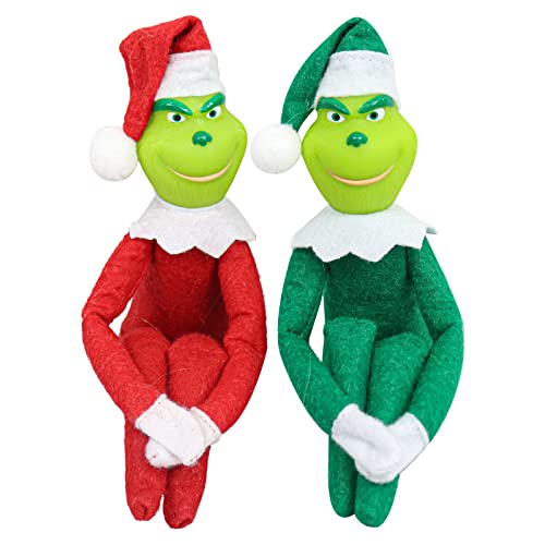 Green Monster Doll Christmas Suffed Plush Toy Red Green Monster Elf Ornament for Xmas Home Decor Gifts (2pcs) - Image 2