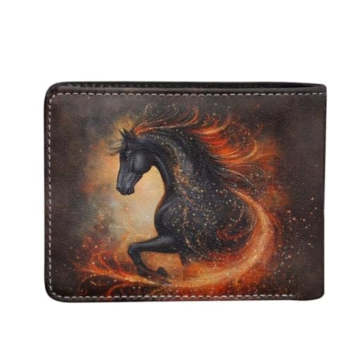Image of Coldinair Black Horse Boys Wallet for Kids Novelty Wallet for Teen Boys Cool Leather Bifold Wallet Credit Card Cash Id Holder Purse Coin Pocket Id Window for Men Boy Male Youth Guys