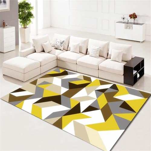 Tapis durable jaune géométrique 180x280 cm résistant aux passages fréquents - 2