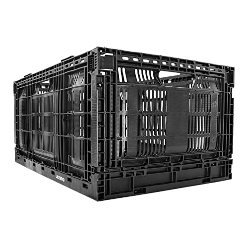 Caisse de rangement plastique pliable noire JEZERO panier empilable