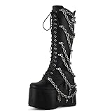 Only maker Goth Black Platform Boots Lace up Knee High...