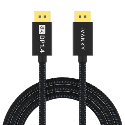 Image of IVANKY DisplayPort Cable 10ft 1.4, VESA Certified 8K DP to DP Cable[8K@60Hz, 4K@240Hz,2K@240Hz], Support HBR3,32.4Gbps,HDCP 2.2,HDR,Display Port Cord Compatible for Gaming Monitor,TV,PC,Laptop-10ft