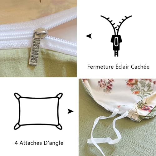 Housse de couette fleurie en microfibre haut de gamme avec fermeture éclair intégrée - 7