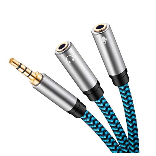 Headsets Splitter Adapter,Hftywy 3.5mm Jack Separate Headphone Adapter Mic and Audio Cable 3.5mm Combo Audio Adapter Cable for Gaming Headset to PC, PS4, Xbox One, Nintendo Switch, Laptop