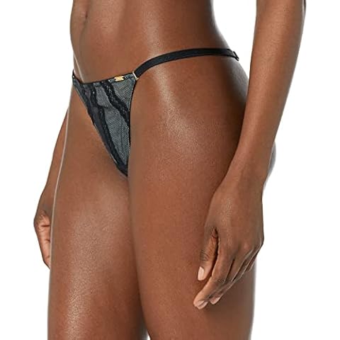 Gossard Shadow Mesh 19206-BGY Women's Black/Grey Thong Medium Cover