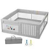 ベビーサークル フェンス ベビーフェンス ペットフェンス フェンス 室内外対応 安全ゲート 自由に組み合わせ ベビーゲート栅 多機能 脱走防止フェンス 折り畳み 扉付き (120x180x65CM、ドア付き/グレー)1.2x1.8CM