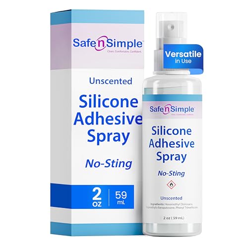 Safe n Simple Silicone Medical Adhesive Spray - 2oz Bottle - Versatile No Sting Skin Adhesive Spray and Medical Skin Glue for Ostomy Supplies Diabetic Sensors Bandages Odor-Free Water-Resistant