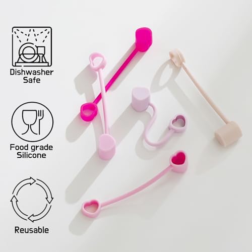 The best MOON Heart-shaped Straw Toppers: Stanley Straw Covers Cap for Tumblers & Stanley Cup Accessories 30, 40 oz - Girly Multi-Color 5-Pack - Valentines & Galentines Day Gifts