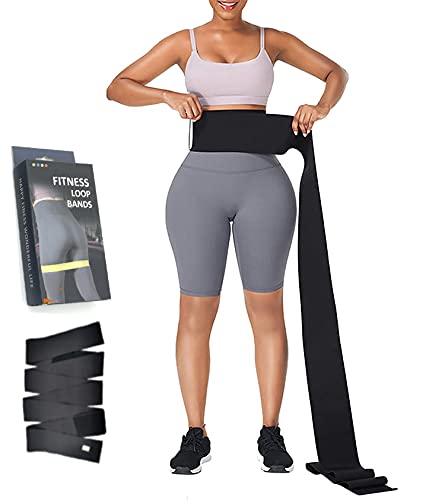 Waist Trainer for women, Waist Trimmer, Bandage Wrap Lumbar Waist Support Trainer Back Braces Postpartum Recovery for Women, Shaper Belt Sport Workout Body Shaper with Resistance Loop Exercise Bands