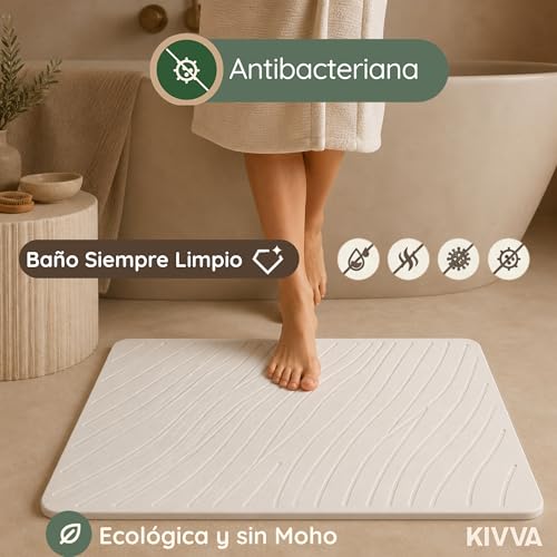 Miniatura 3 de Kivva Alfombrilla Diatomita - Alfombra Baño Diatomita - Alfombra Baño Secado Rapido - Stone Drying Mat - Alfombrilla - Alfombra Antideslizante - 60x40 - Antibacteriana - Bath Mat