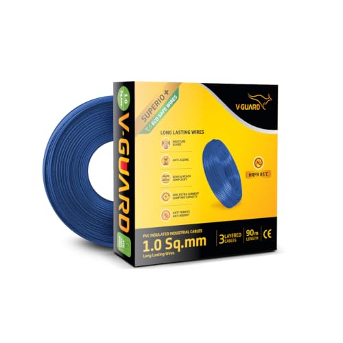 Image of V Guard Superio+ Eco Safe Triple Layered HRFR PVC Wiring Cables (Blue, 1 Sqmm)