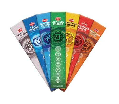 Hem Seven Chakra Pouch, 7 Packs includes 35 Incense Sticks for Meditation, Yoga, Relaxation, Healing and Positivity By Rushant