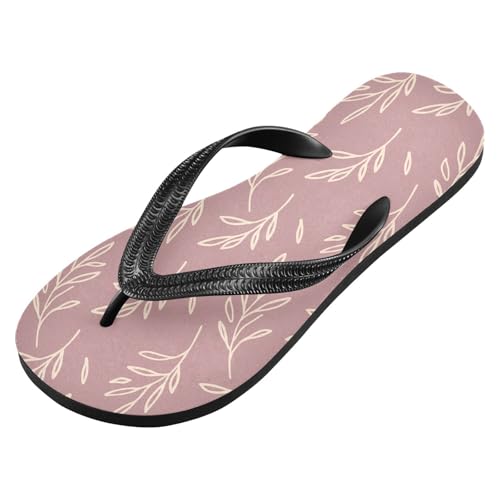 Sinestour Leaf Branch Pink Flip Flops for Beach Thong Sandals Anti-slip Lightweight Flat Slippers for Summer Travel Swim2