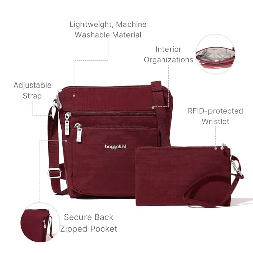 Image of Baggallini Pocket Crossbody Bags for Women 8x8 Small Lightweight Durable Water-resistant Travel Purse W /Rfid