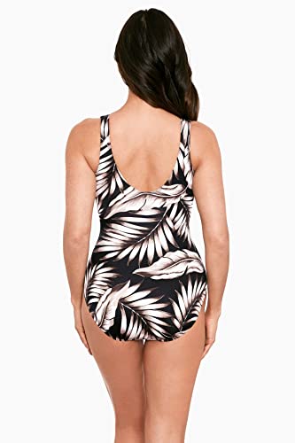 Miraclesuit Women's Swimwear Oasis Colorblock It's A Wrap Tummy Control Underwire Bra One Piece Swimsuit, Black/Multi, 10 #TOP2