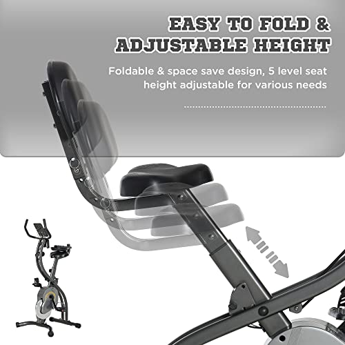 Soozier Foldable Recumbent Exercise Magnetic Resistance Stationary Bike With Lcd Monitor, Arm Band & Phone Holder, Grey #TOP3