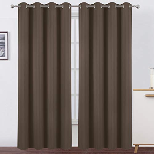 Image of LEMOMO Chocolate Brown Thermal Blackout Curtains /52 x 108 Inch /Set of 2 Panels Room Darkening Curtains for Bedroom